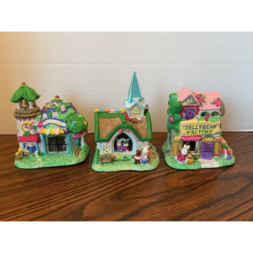 Vintage 2005 Ceramic Jelly Bean Village Collectibles
